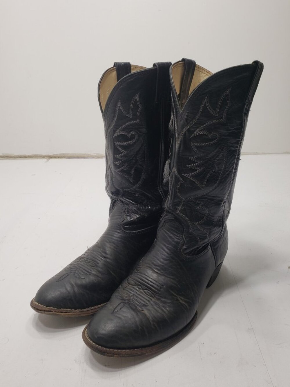 Larry Mahan Mens LM3801 Black Bullhide Western Cowboy Boots Size 13D USA